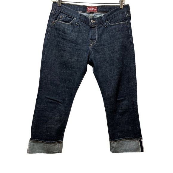 NWOT The Stronghold Los Angeles cuffed cropped inside button fly jeans size 30 - Picture 1 of 8
